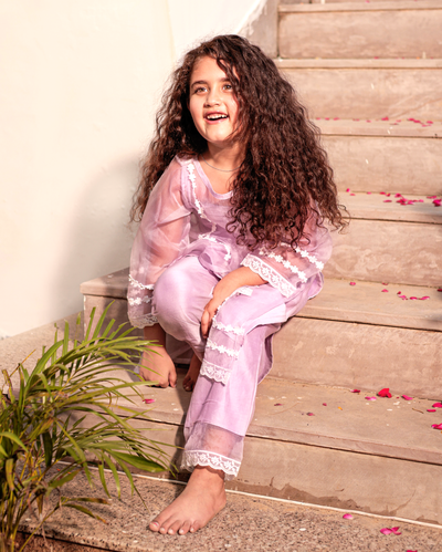 Pastel Poise Lavender Organza Kurta Set