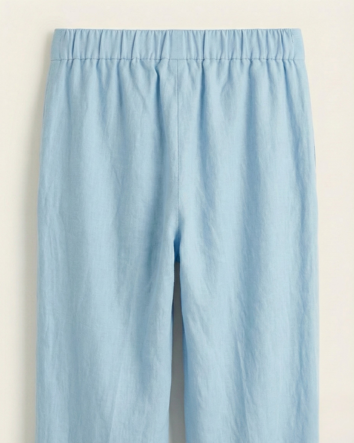 Safa Sky blue Linen Straight Pants