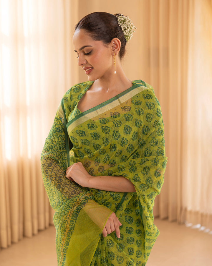 Gita Green Doria Printed Saree