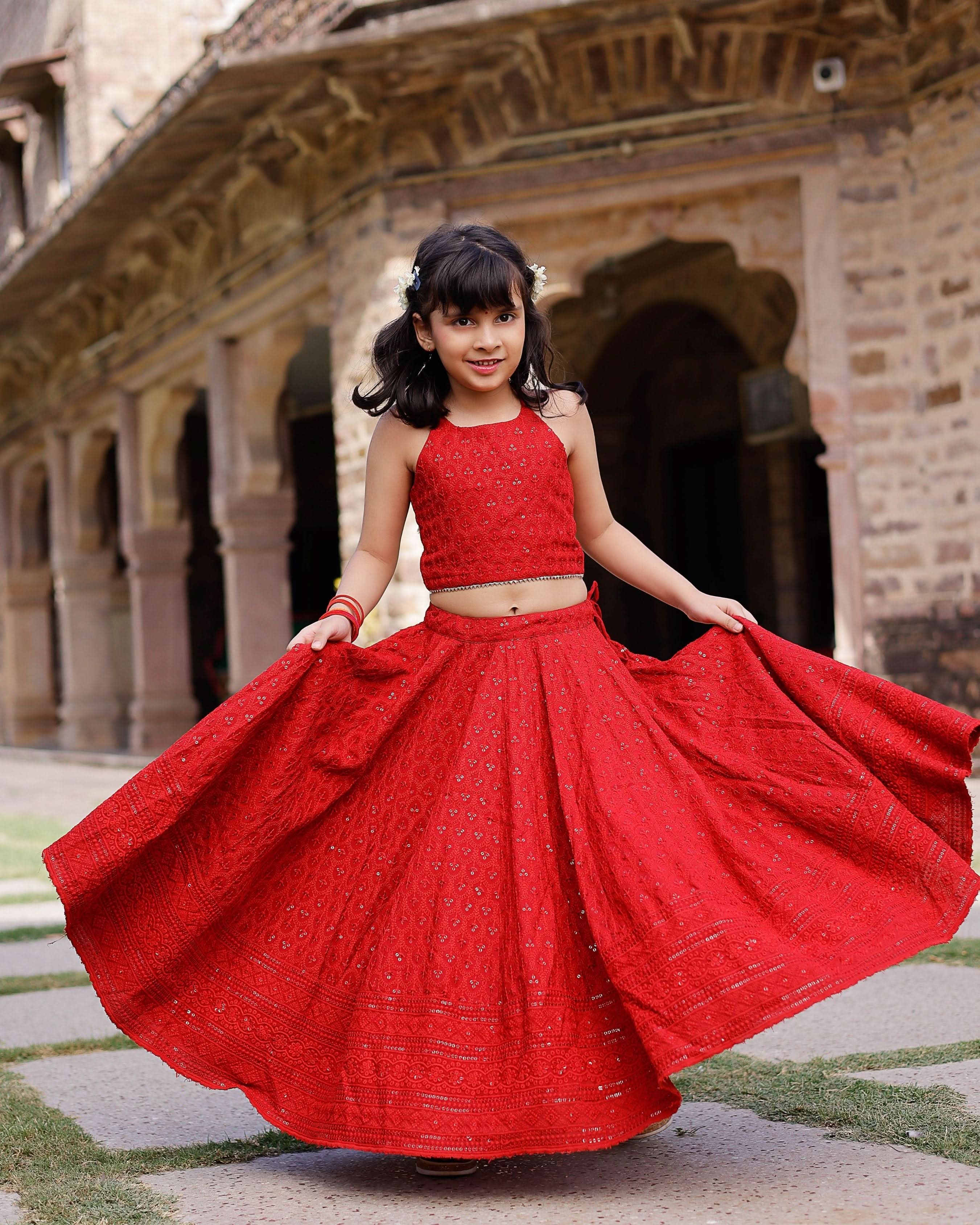 Girls Embroidered Ready to Wear Lehenga