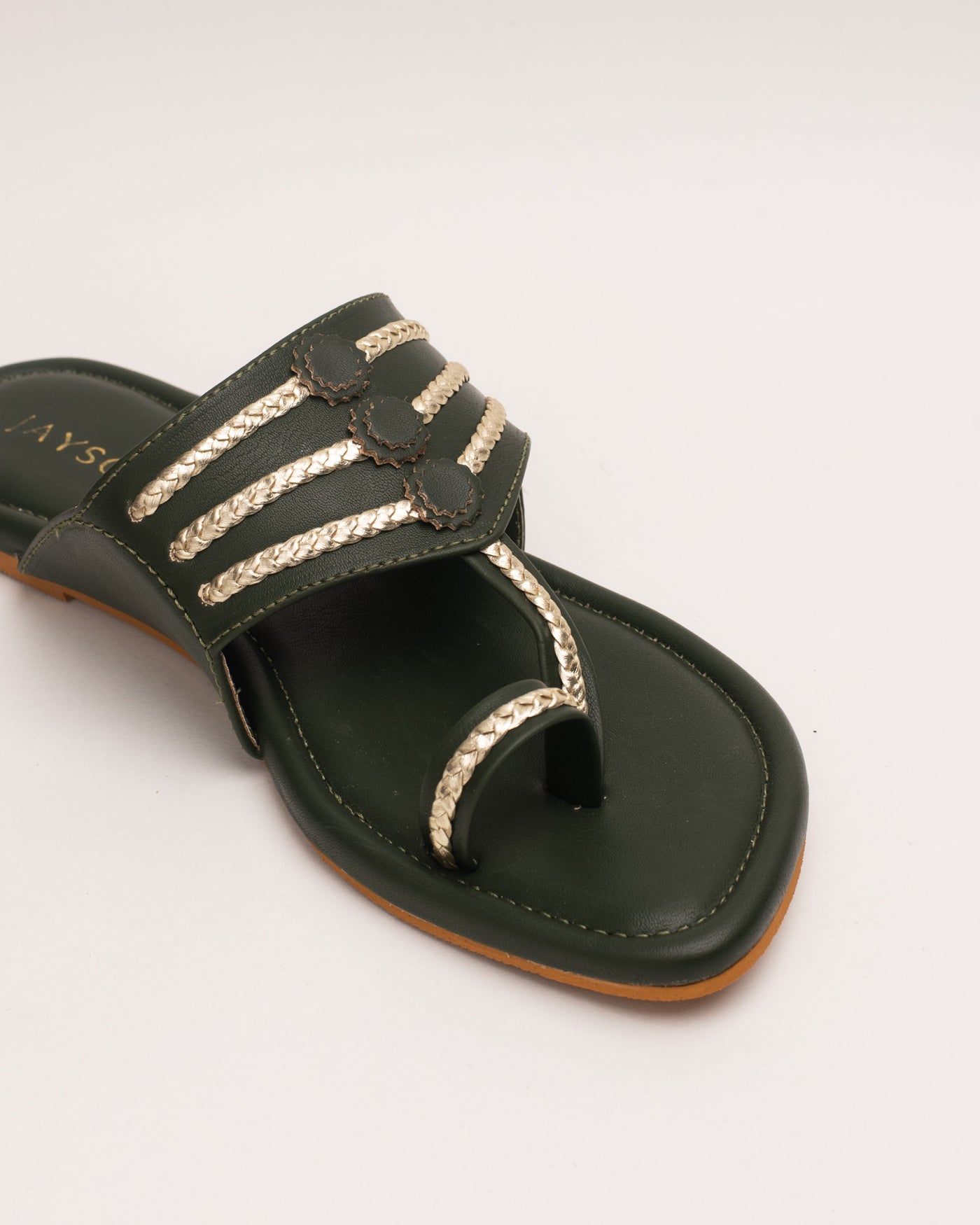 Jalsa Olive Green Kolha Flats 