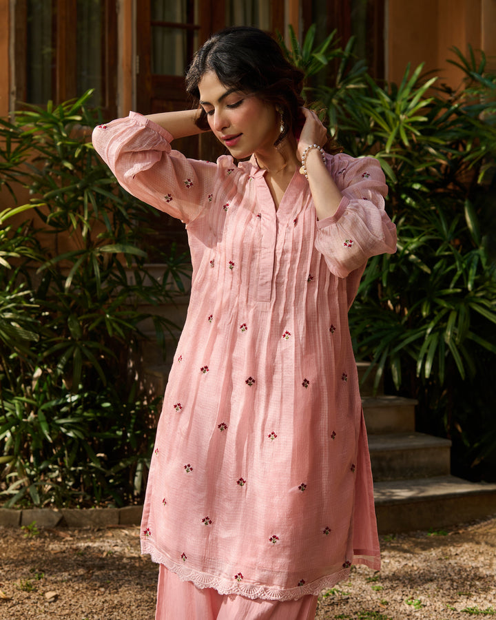 Jade Light Pink Embroidered Doria Kurta Set