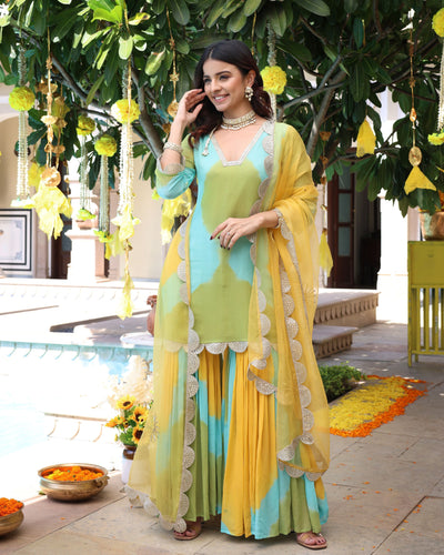 Mellow Yellow Tie Dye Georgette Suit Set