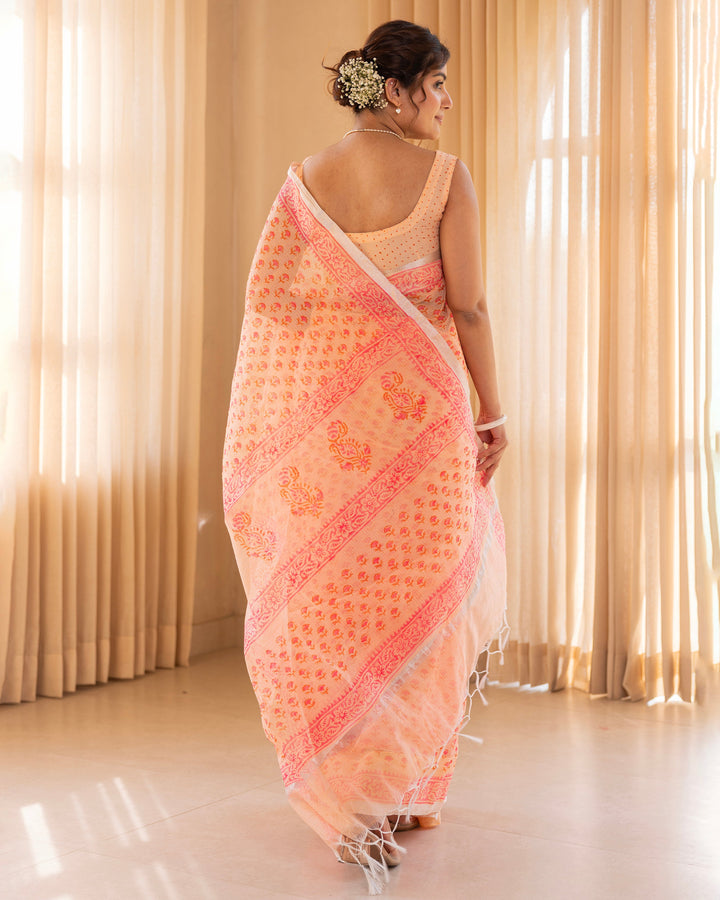Aarohi Light Yellow Doria Printed Saree