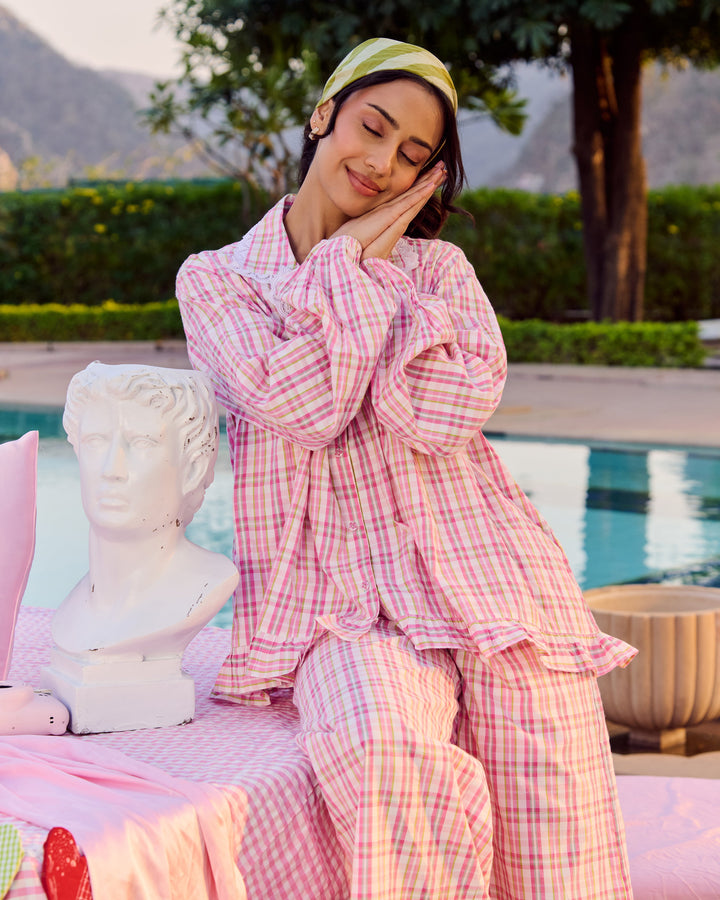 Kate Multi Cotton Checks Loungewear