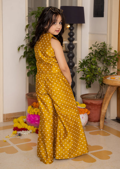 Kumud Mustard Bandhani Chanderi Coord Set
