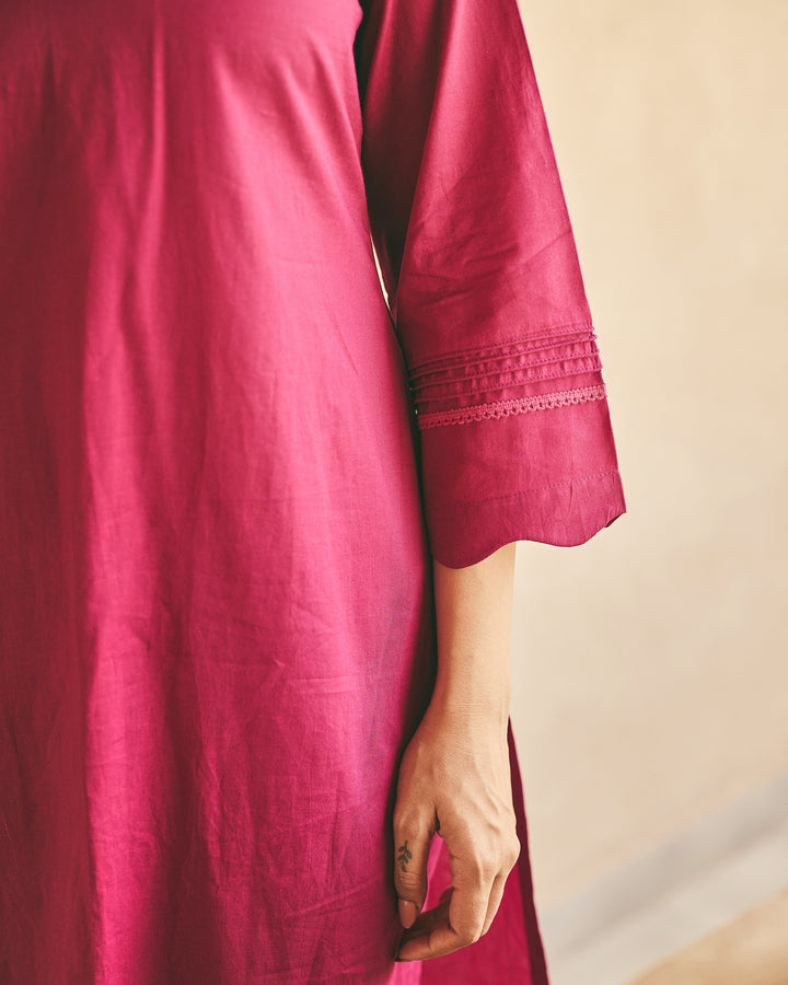 Gena Purple Cotton Printed Suit Set