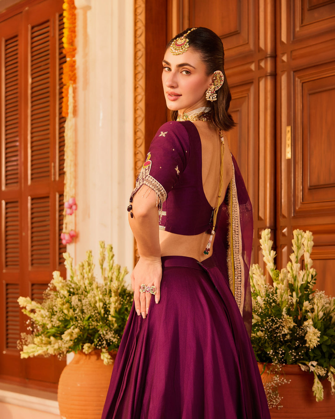Taarika Purple Embroidered Chanderi Lehenga Set