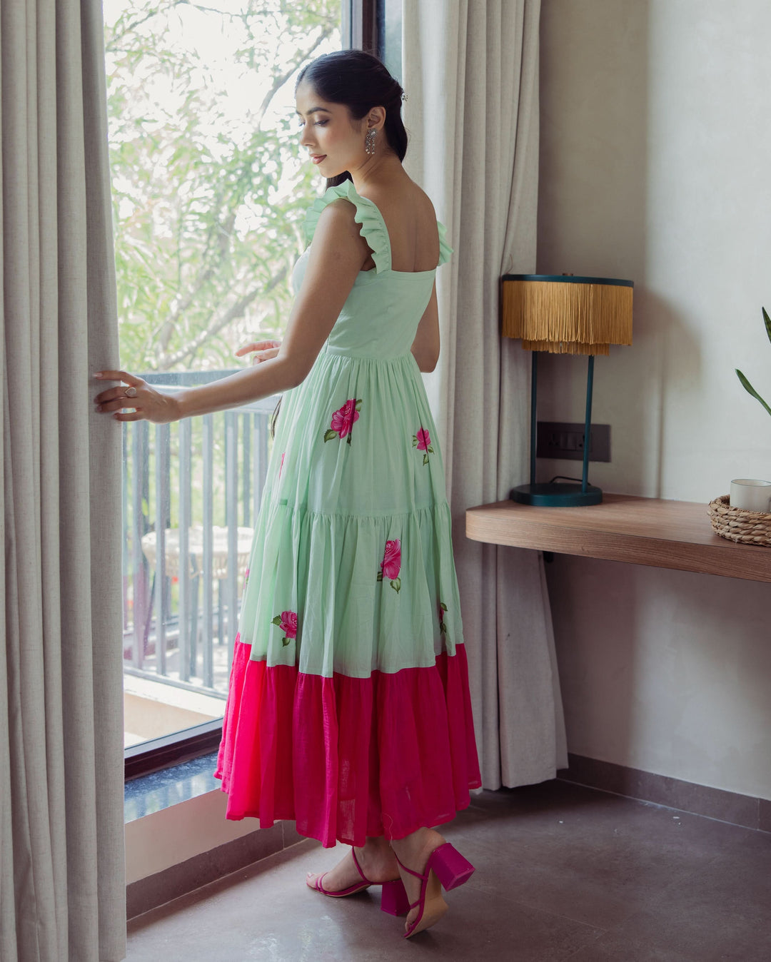 Muse Mint Handpainted Cotton Dress