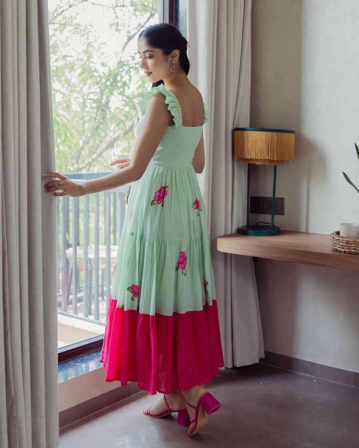 Muse Mint Handpainted Cotton Dress
