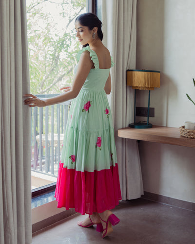 Muse Mint Handpainted Cotton Dress
