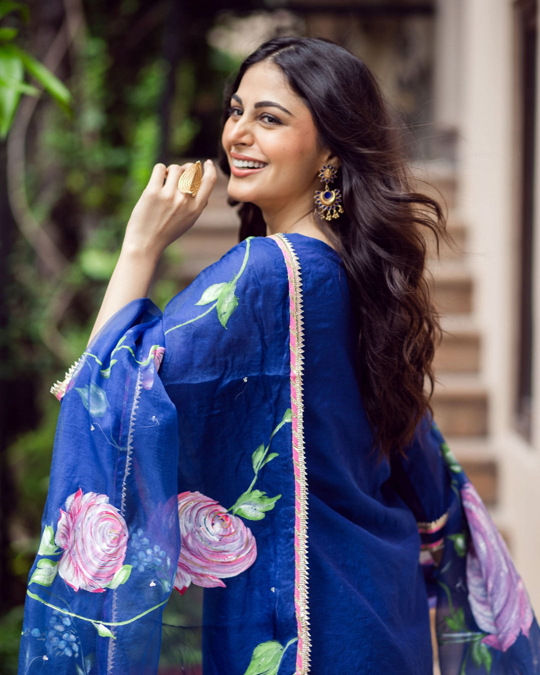 Padma Blue Handepainted Chanderi Suit Set