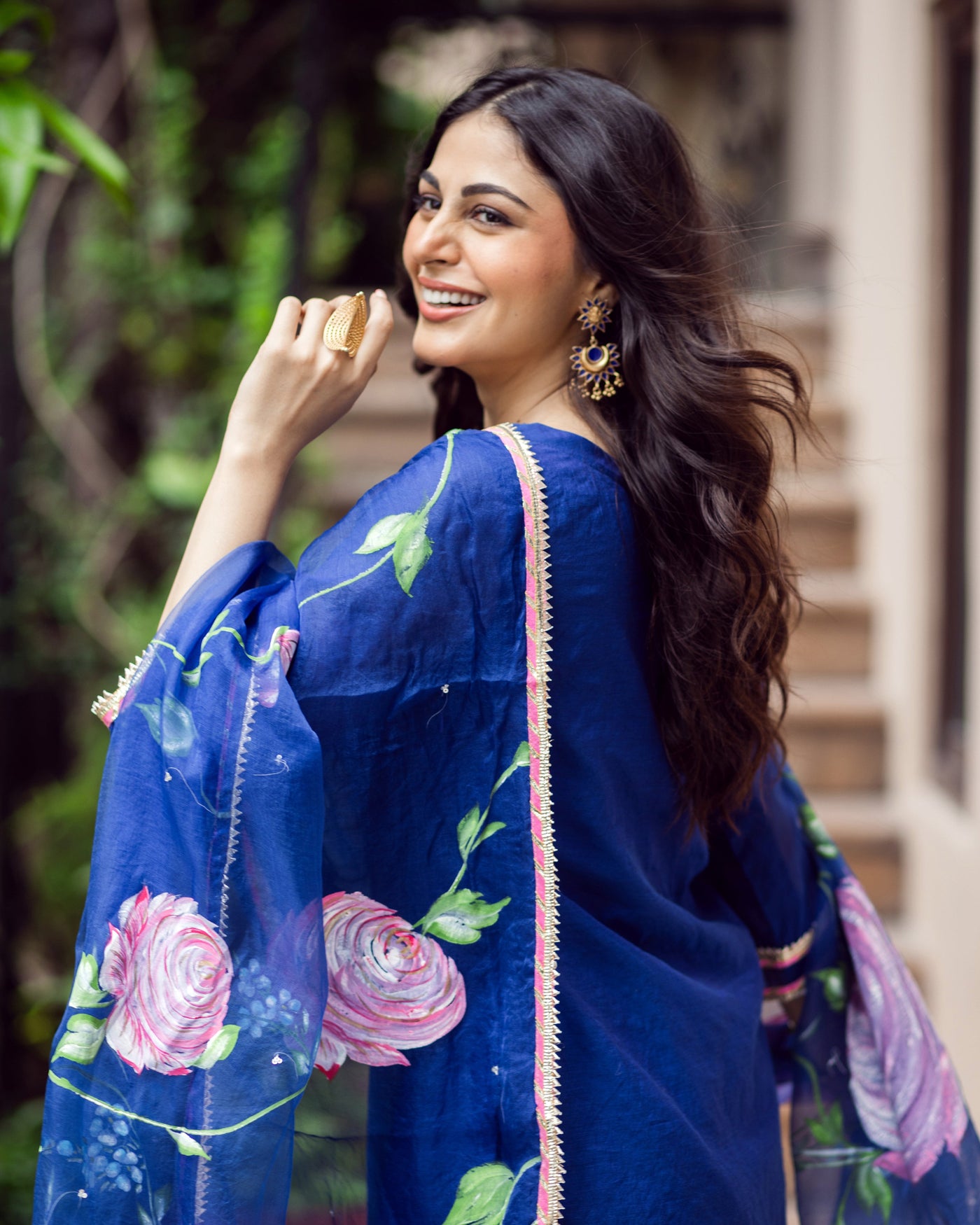 Padma Blue Handepainted Chanderi Suit Set