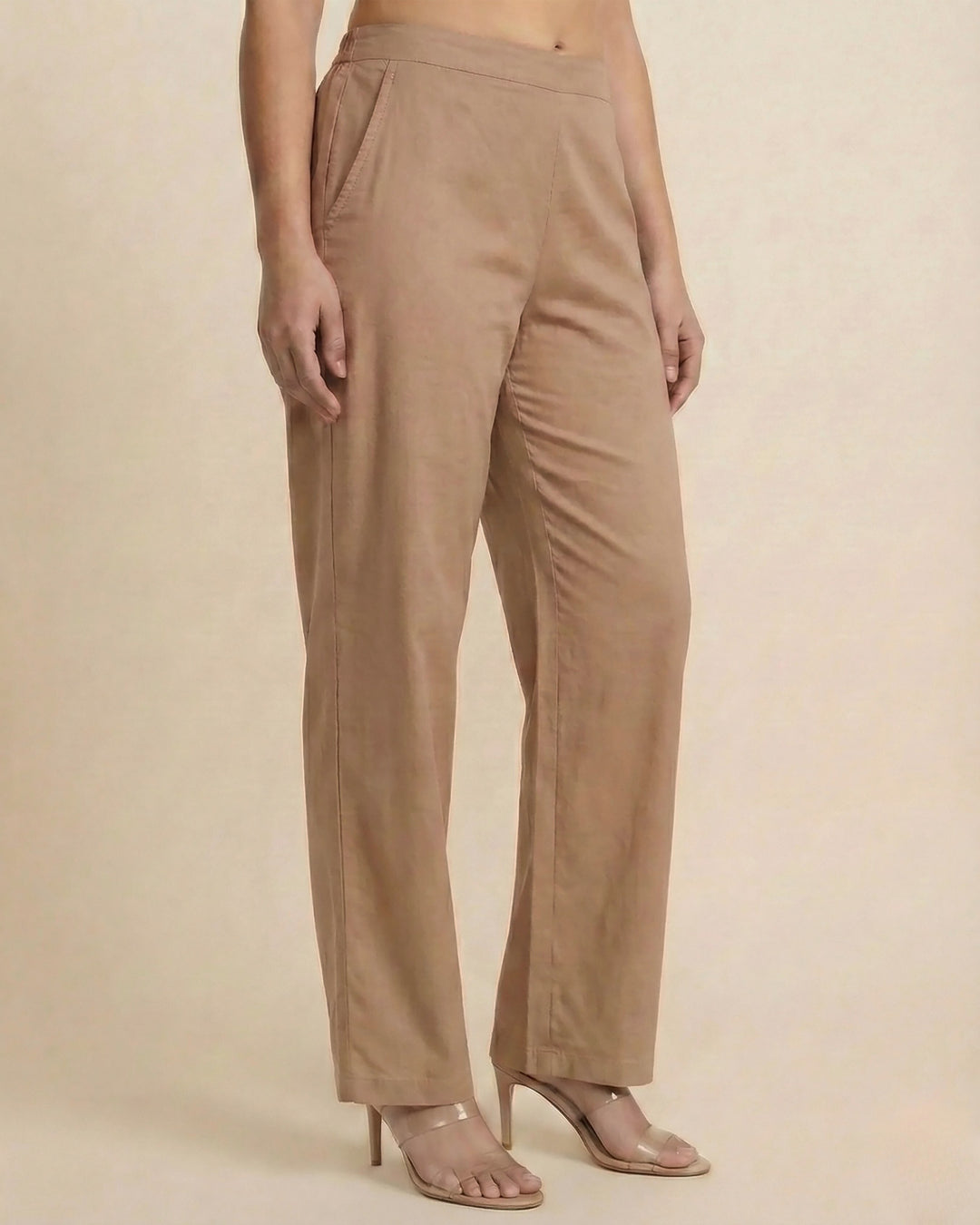 Sheetal Mocha Cotton Straight Pants