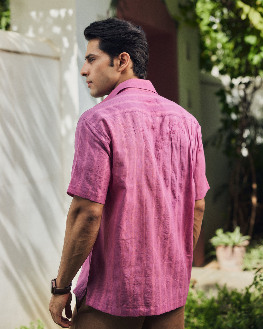 Deejay Purple Cotton Dobby Handpainted Shirt