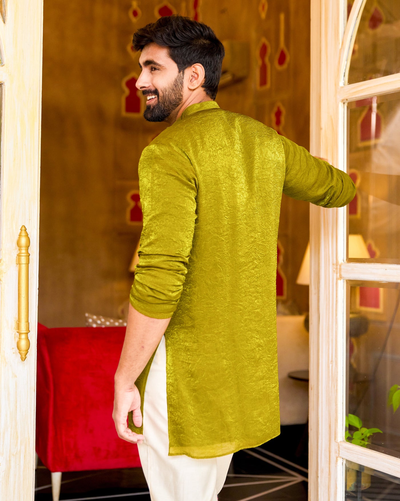 Chandraksh Green Tissue Kurta