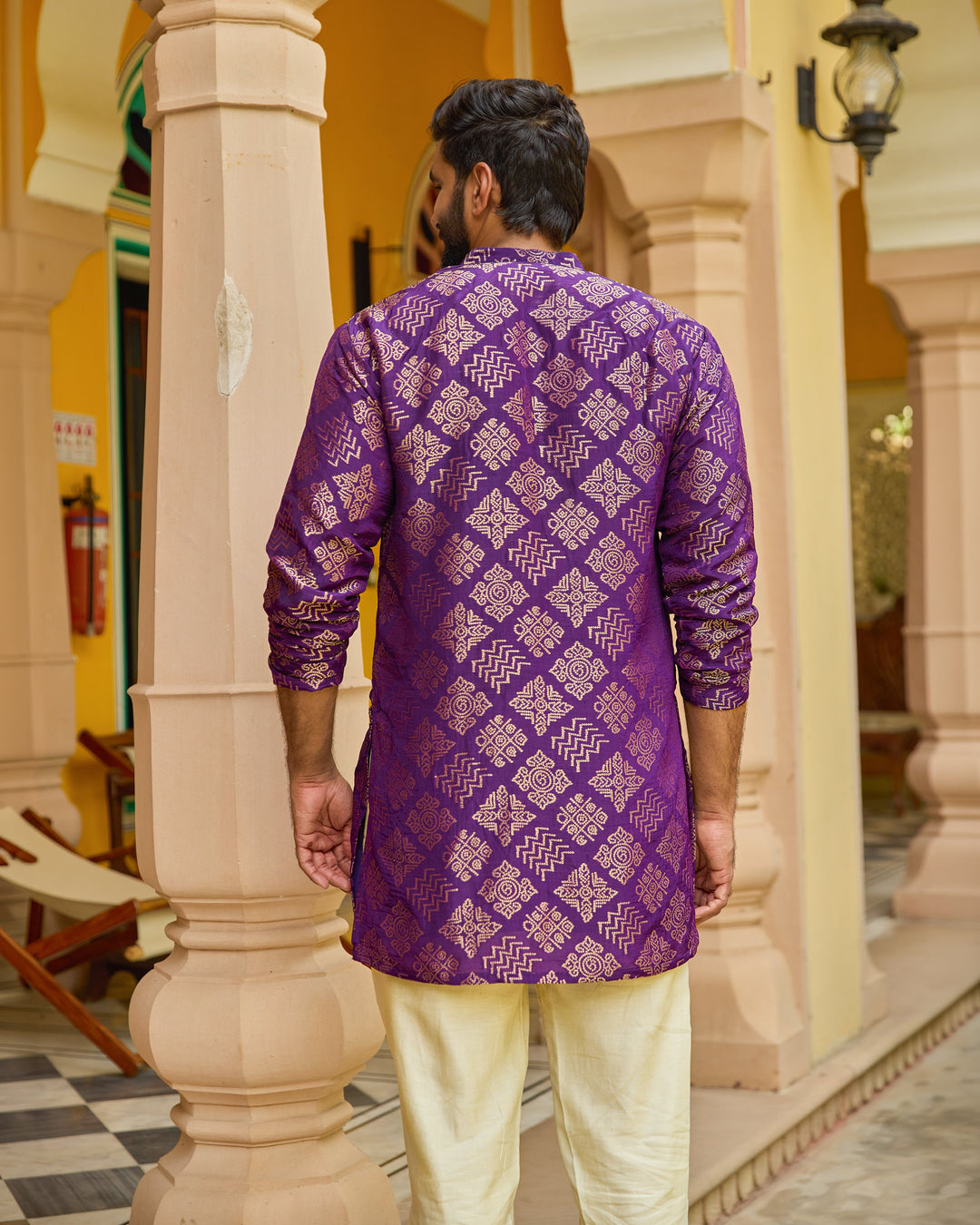 Devam Purple Jacquard Kurta