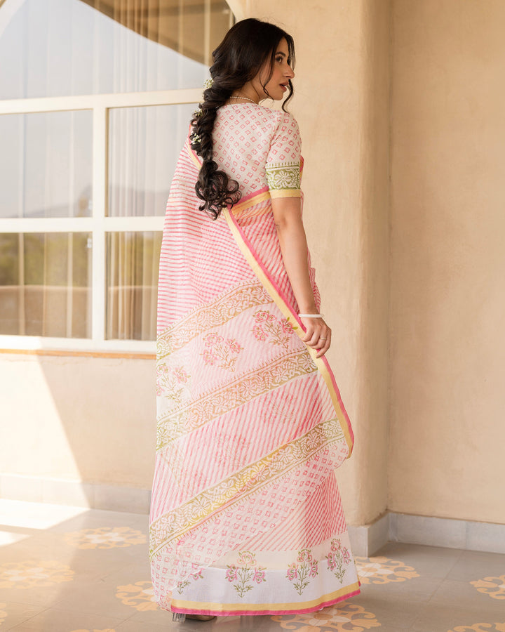 Suhana Pink Doria Printed Saree