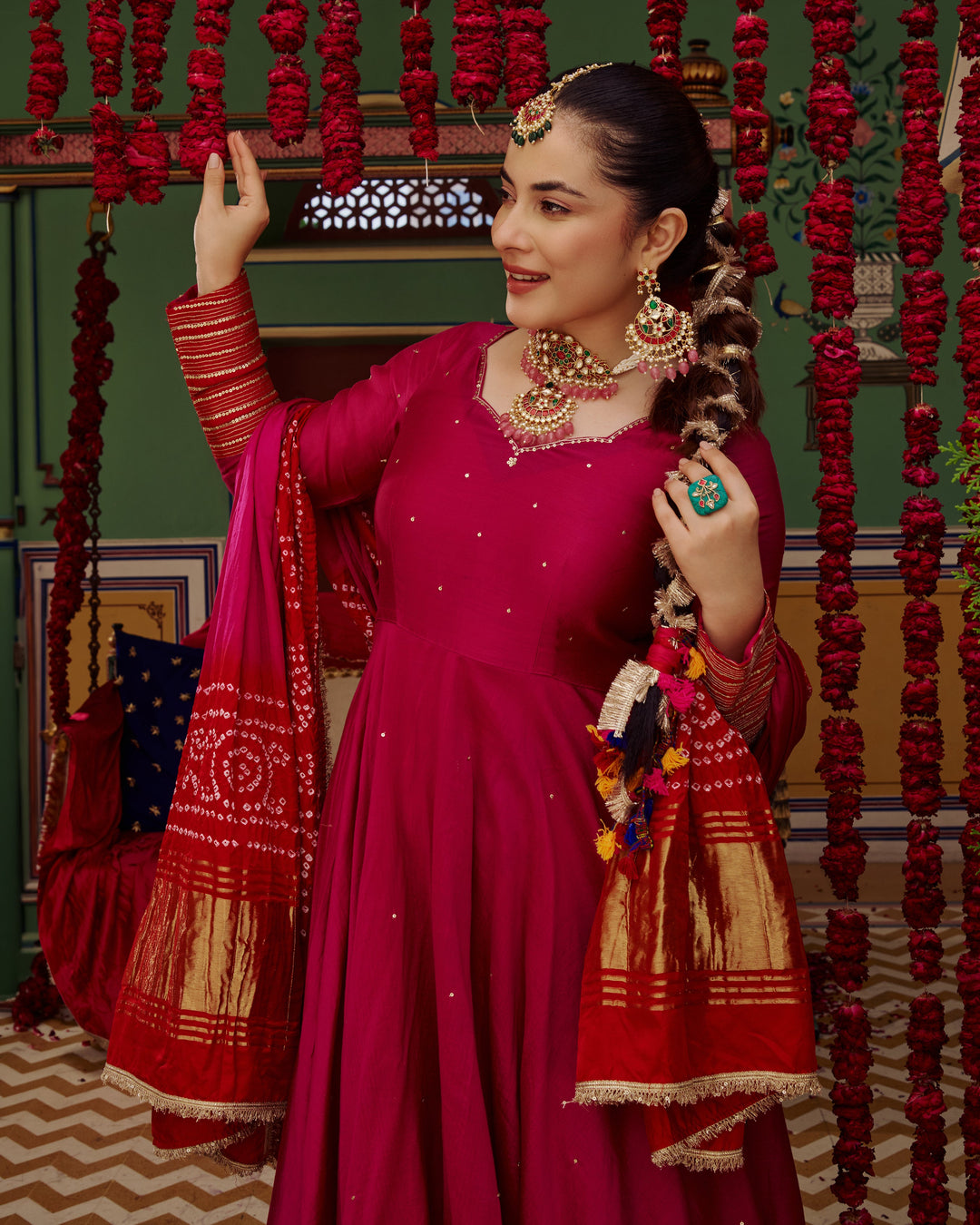 Shagun Pink Embroidered Chanderi Suit Set