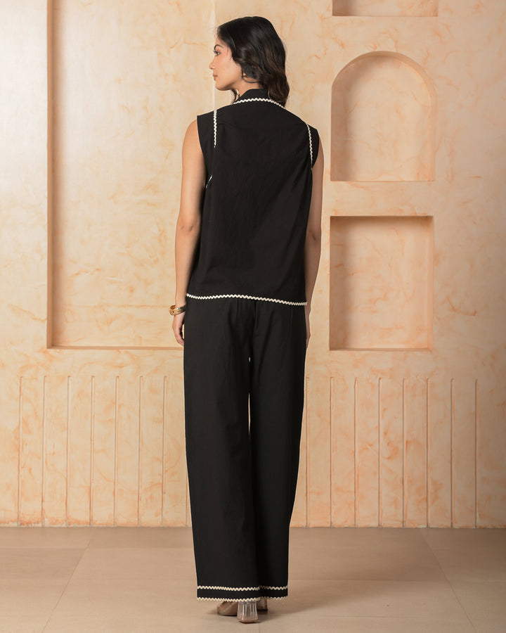 Agate Black Solid Cotton Coord Set