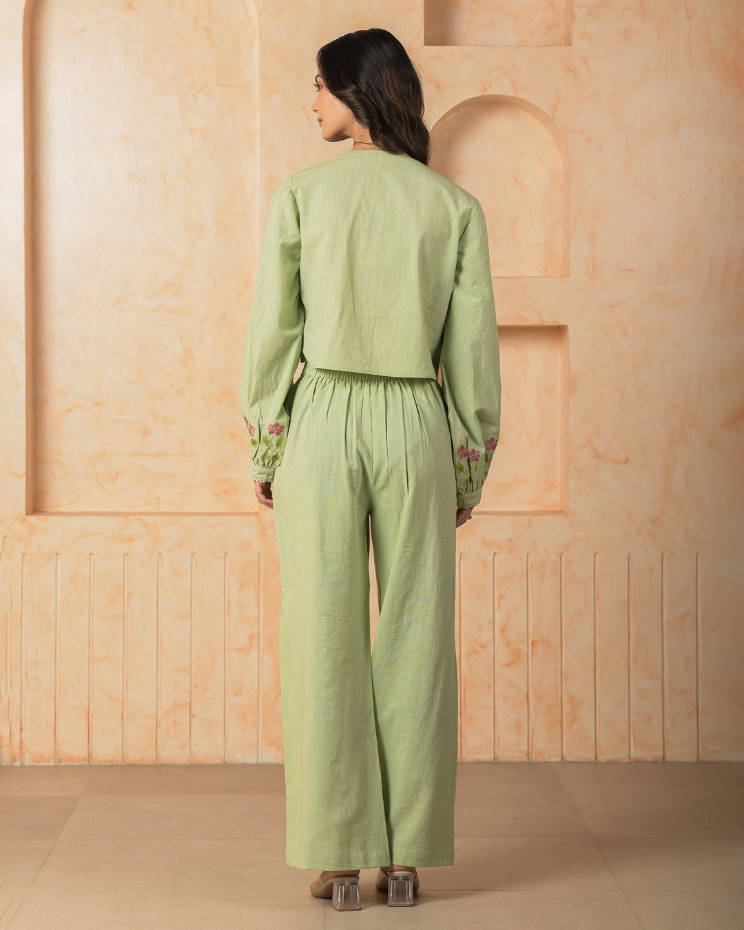 Oriel Green Embroidered Cotton Coord Set