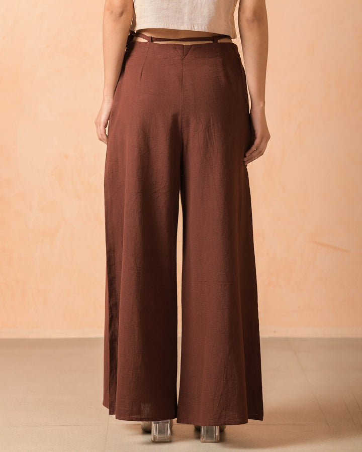 Aevy Brown Flex Solid Flared Pants