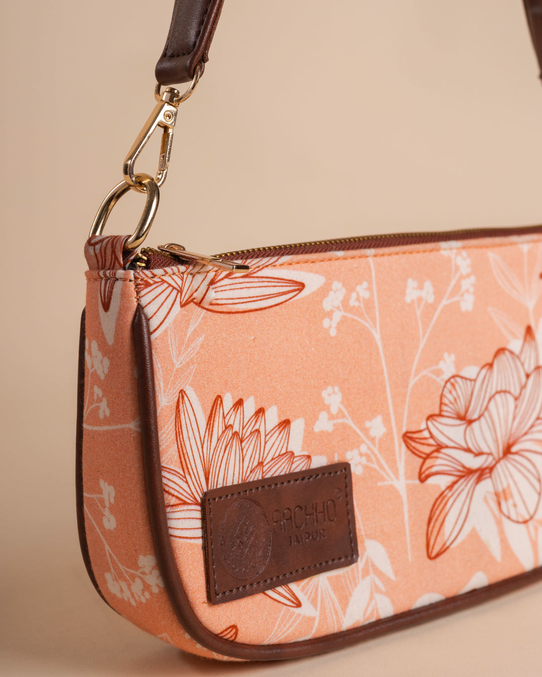 Mira Peach Baguette Bag