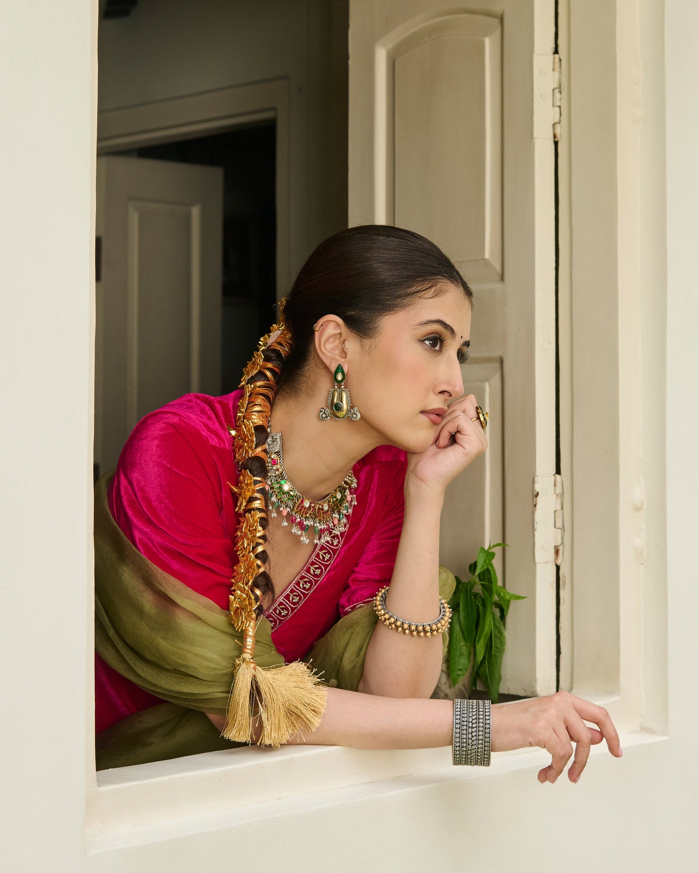 Lakshya Pink Embroidered Velvet Sharara Set