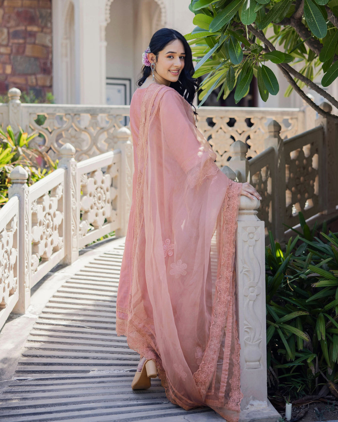 Mary Mauve Embroidered Chanderi Suit Set
