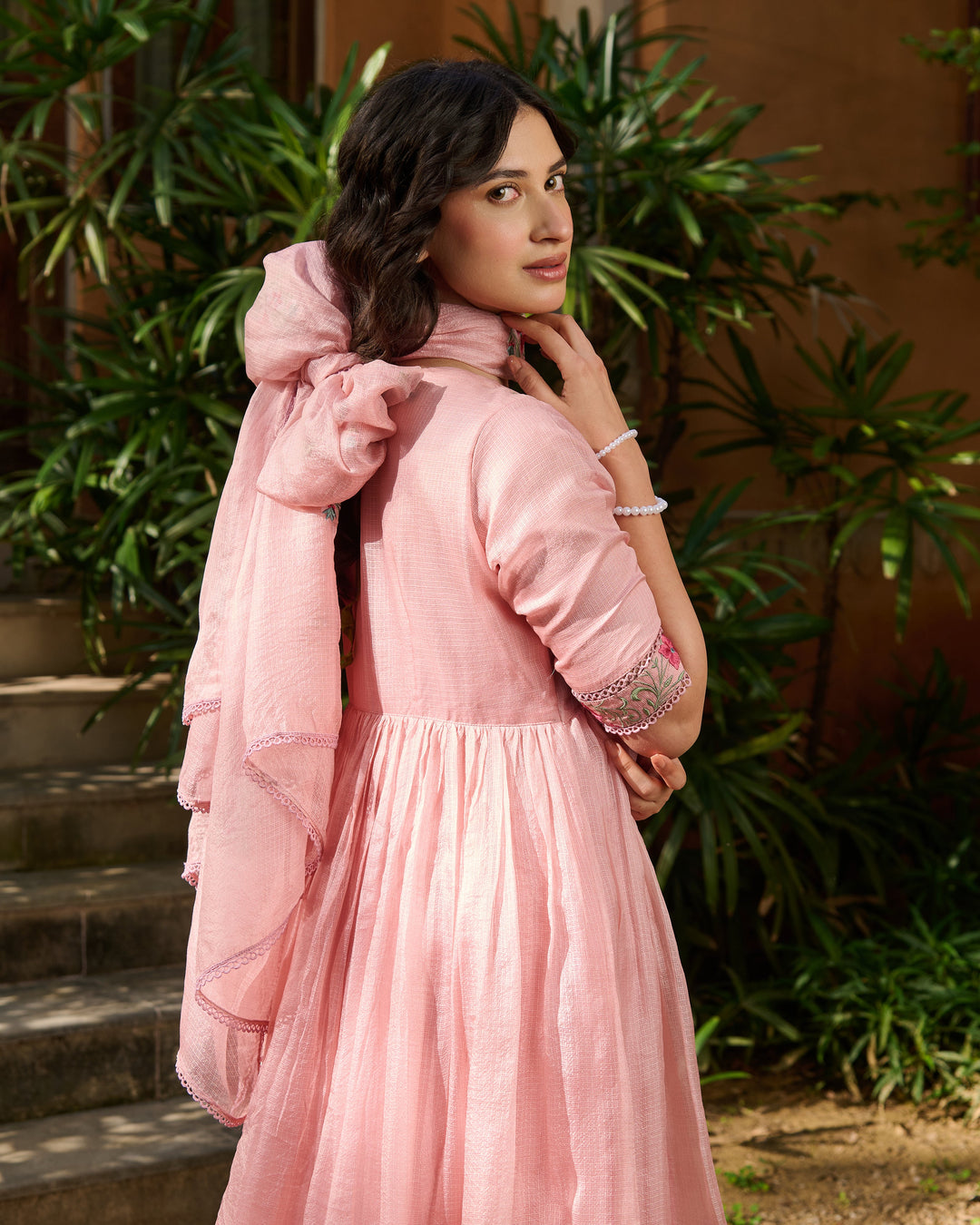 Aashna Pink Embroidered Doria Suit Set