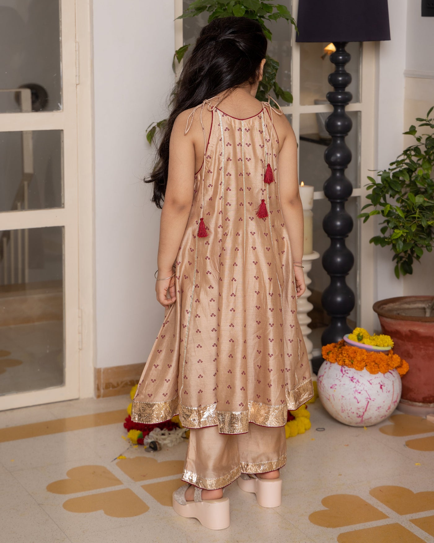 Ruhi Beige Bandhani Chanderi Coord Set