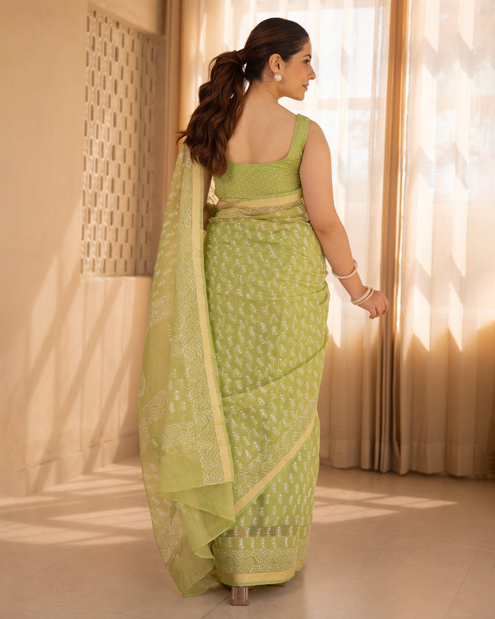 Iraaya Green Doria Printed Saree