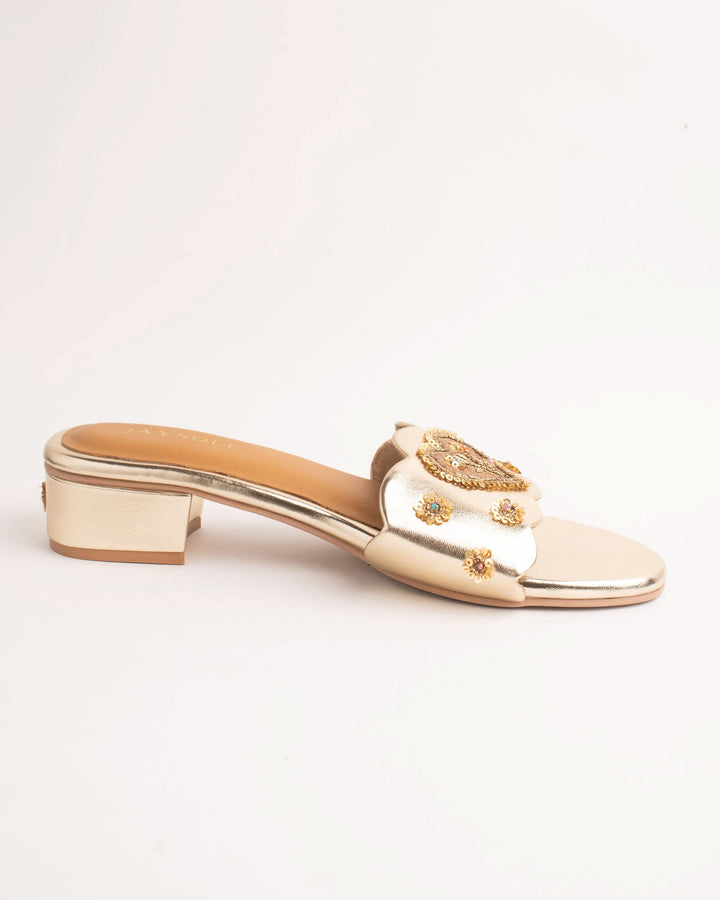 Jugnu Golden Handcrafted Heels