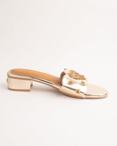 Jugnu Golden Handcrafted Heels