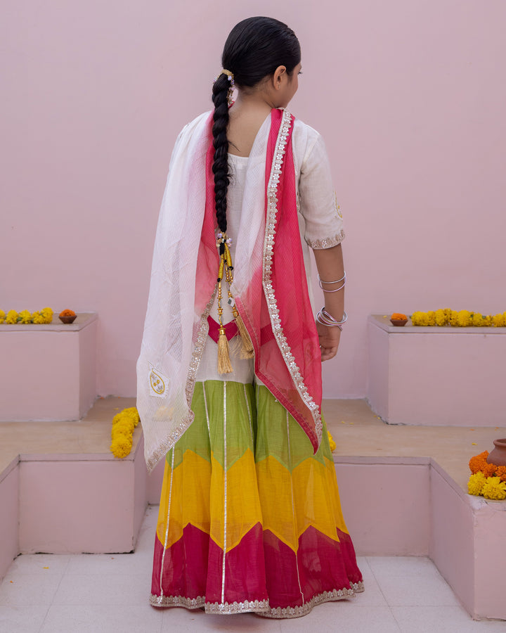 Niva White Solid Cotton Sharara Set