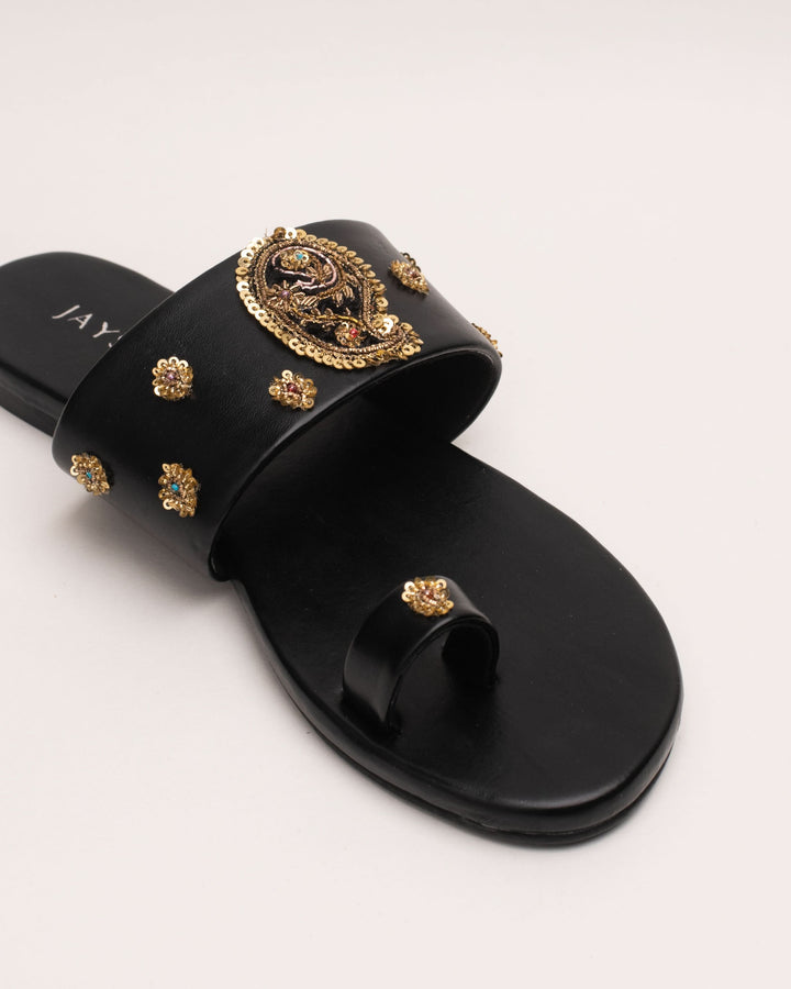 Koyal Black Handcrafted Flats