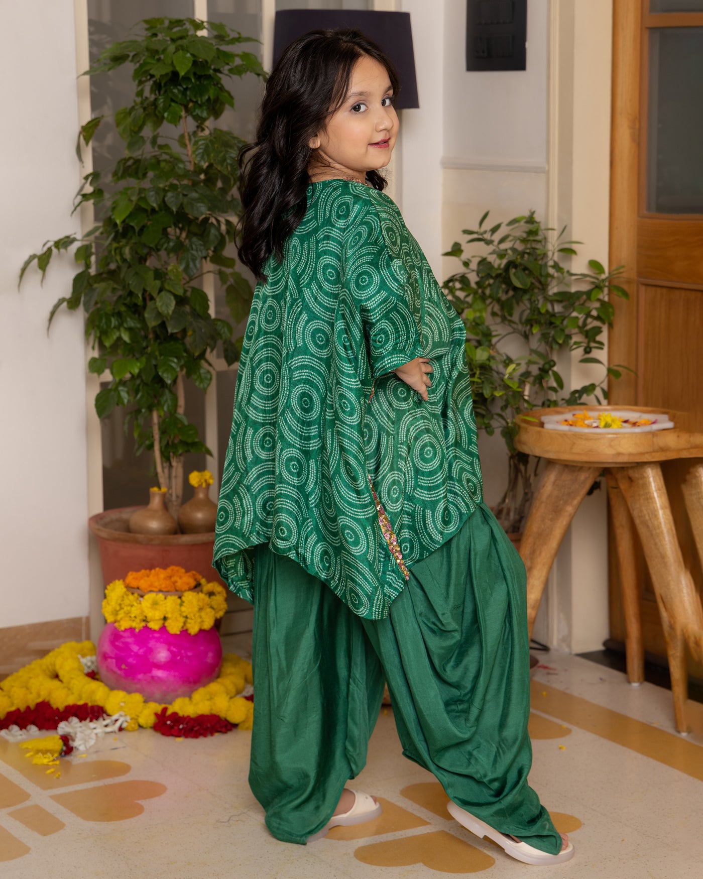 Radha Green Bandhani Muslin Coord Set