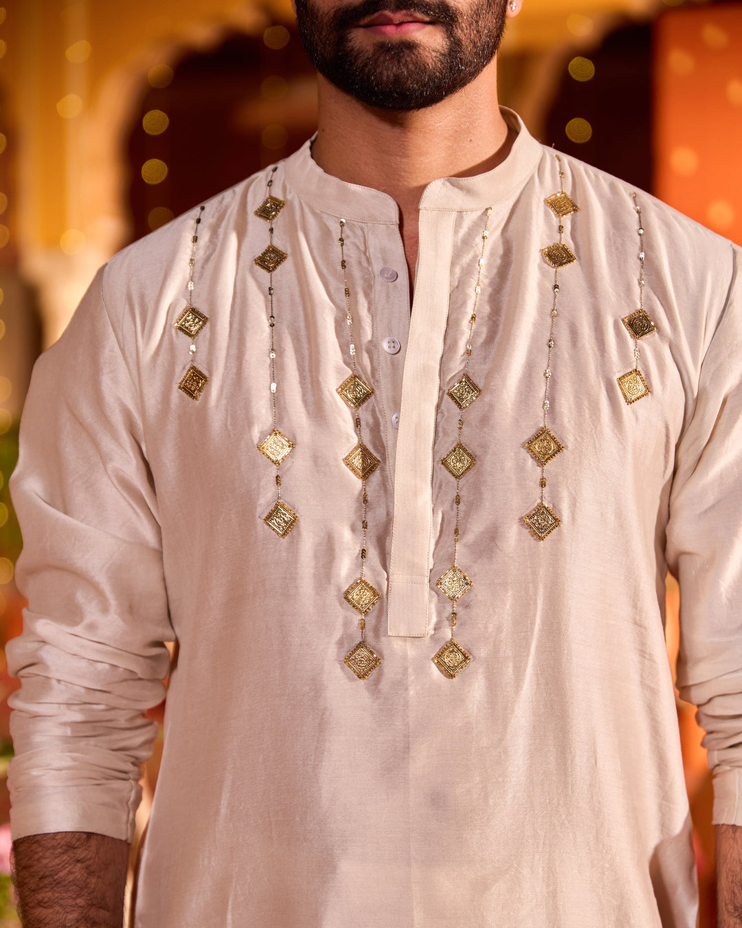 Mukund Grey Chanderi Embroidered Kurta