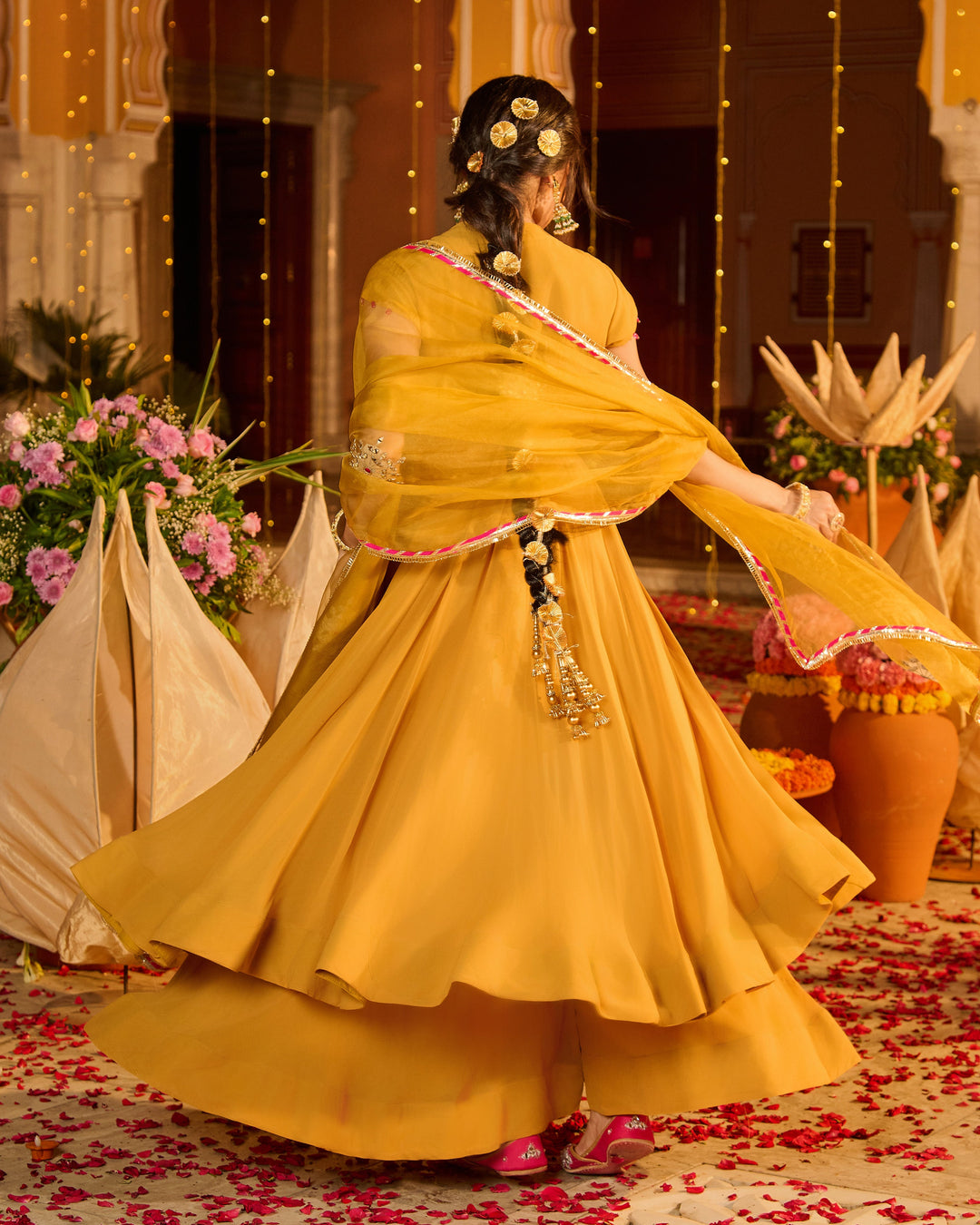 Ujjvika Mustard Embroidered Georgette Suit Set