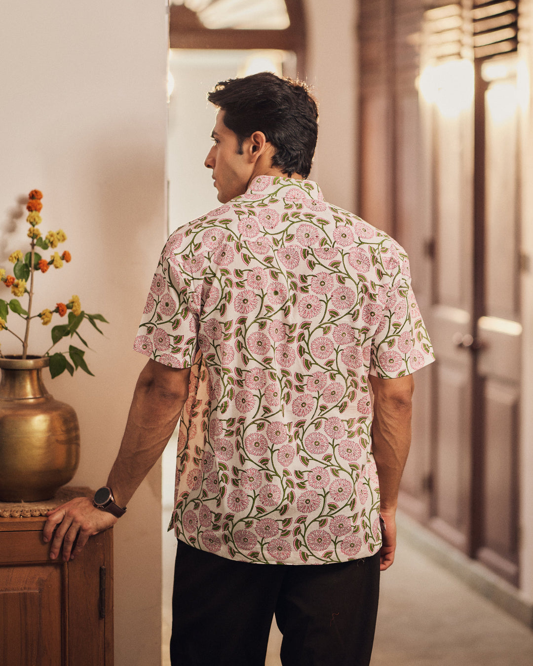Raghav Off White Printed Cotton Shirt