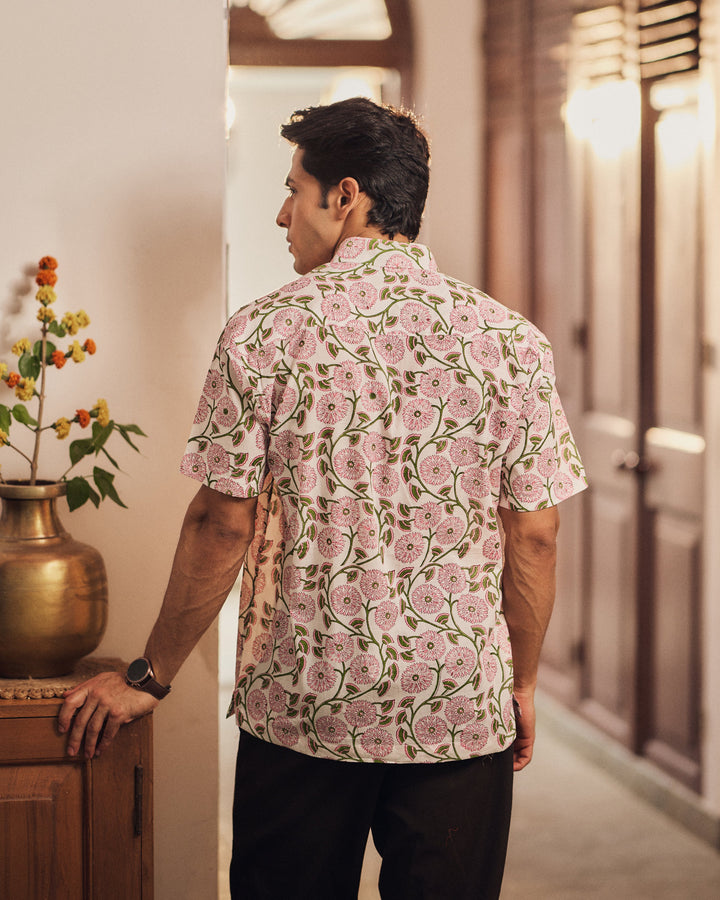 Raghav Off White Printed Cotton Shirt
