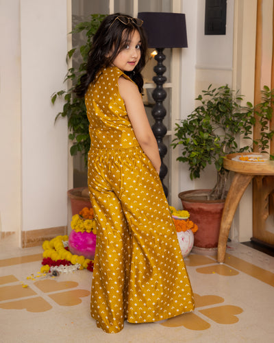Kumud Mustard Bandhani Chanderi Coord Set