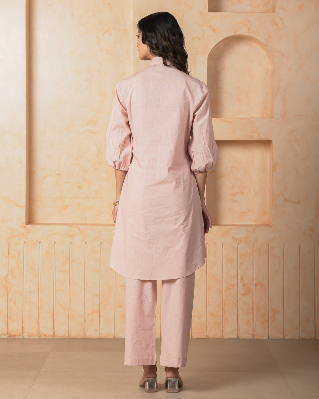 Noirra Pink Embroidered Cotton Coord Set
