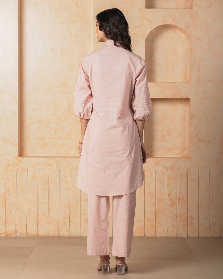 Noirra Pink Embroidered Cotton Coord Set