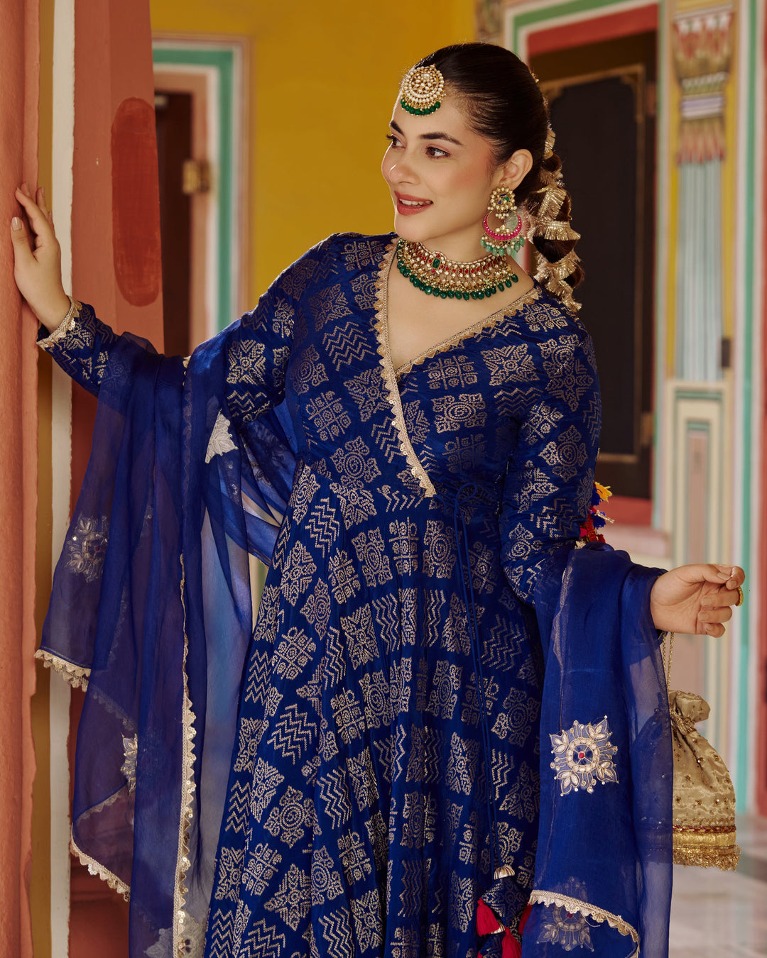 Vastra Blue Jacquard Suit Set