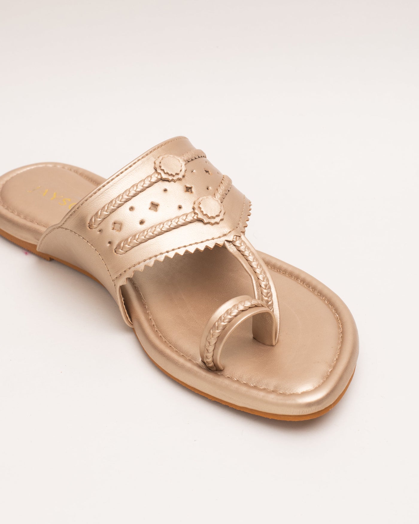 Jashn Rosegold Solid Kolha Flats 