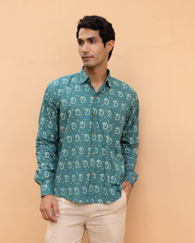 Eshaan Sage Bandhani Cotton Shirt
