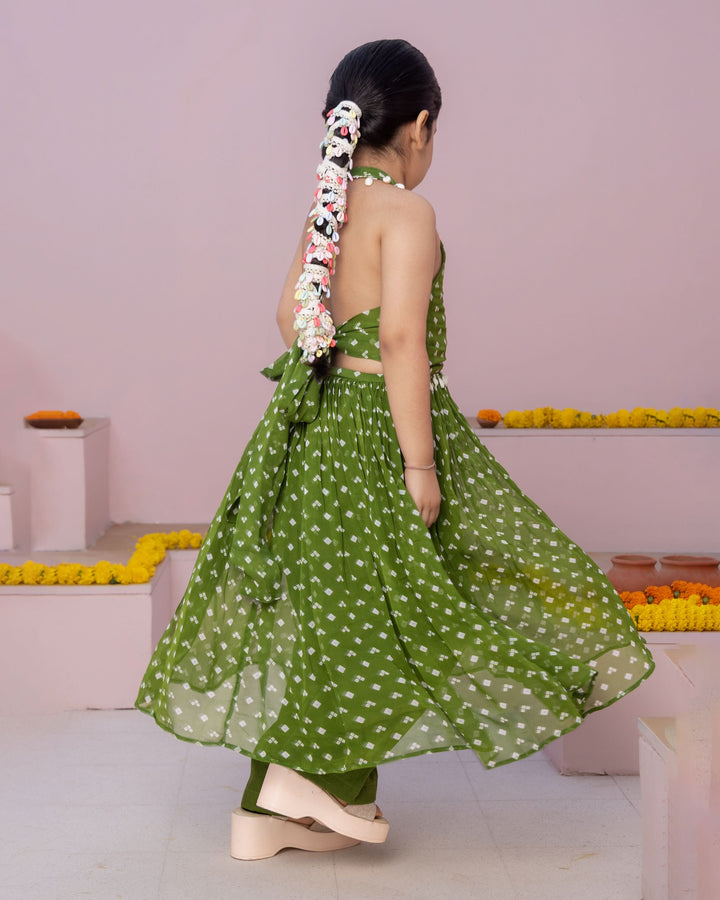 Pihu Green Bandhani Georgette Coord Set