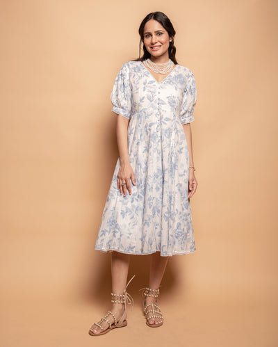 Sugar Plum White Cotton Printed Dress
