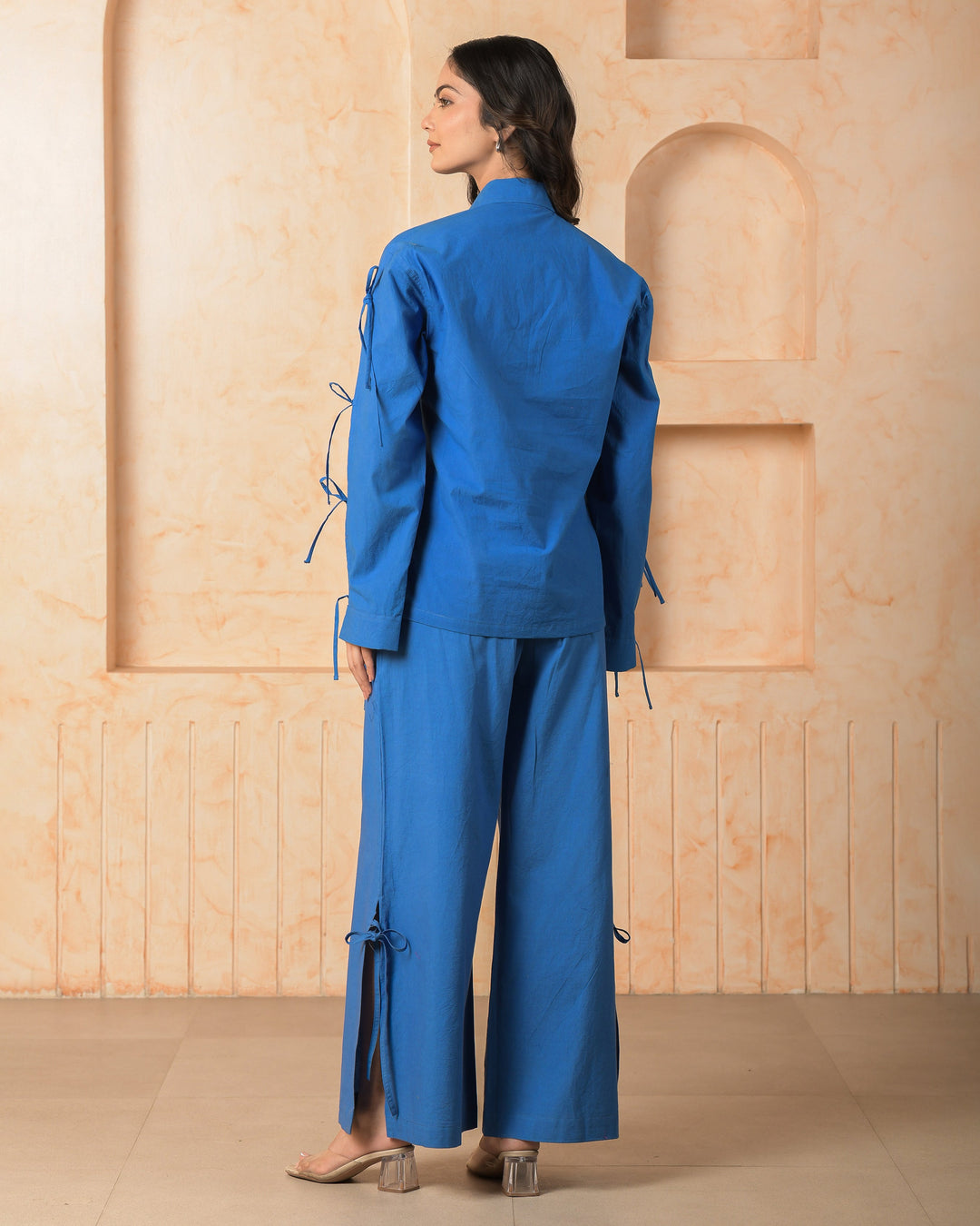 Garnet Blue Solid Cotton Coord Set